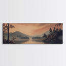 Moody Landscape Painting Print, Framed Canvas Print, Subdued Art, Dark and Stormy Landscape Painting, Panoramic Ultra Wide Wall Art