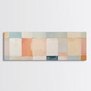 MCM Style Abstract Square, Framed Canvas Print, Mid-Century Modern Wall Art, Pastel Colors, Large Horizontal Wall Art Print
