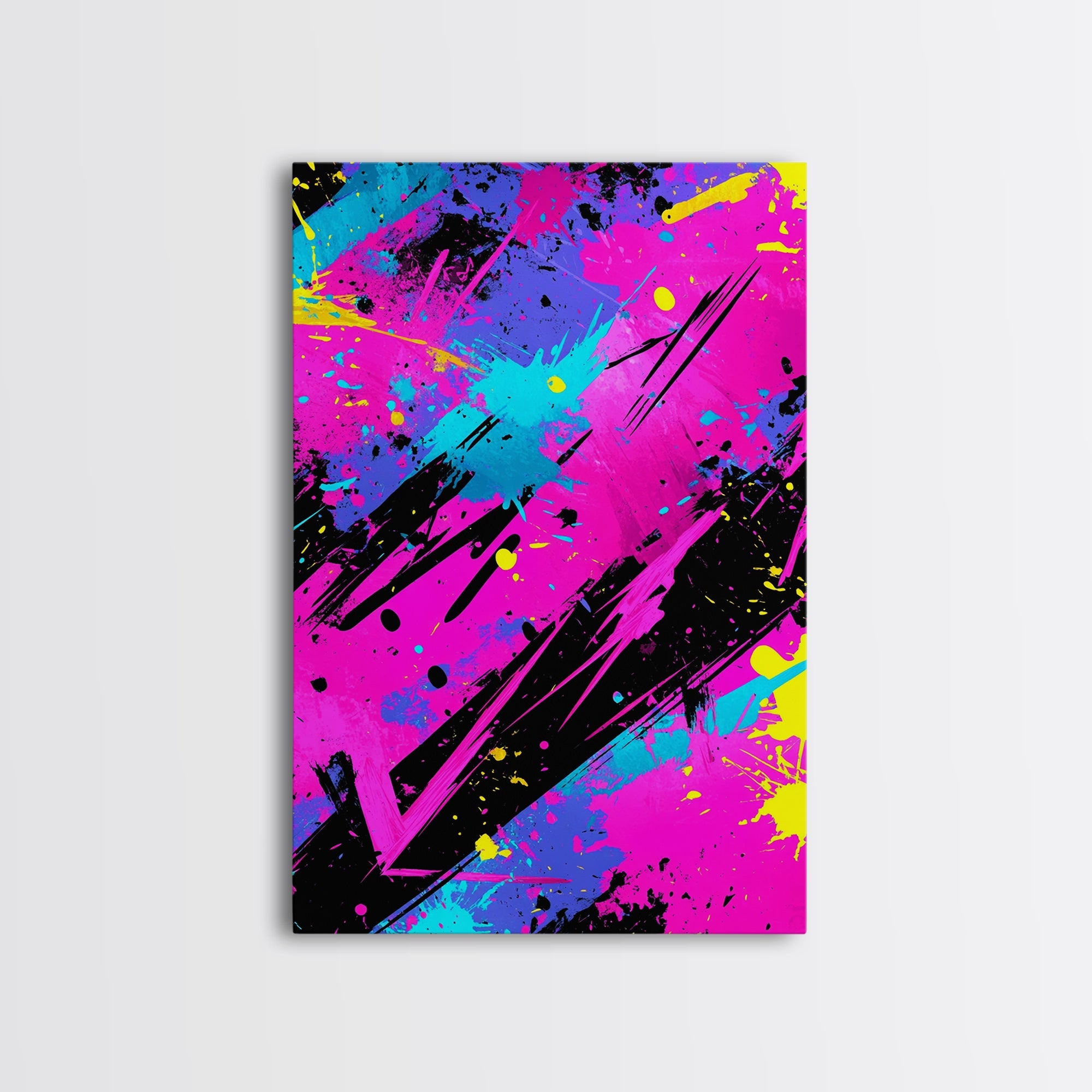 Graffiti Wall Art Splatter Art, Framed Canvas Print, Grunge Style Abst