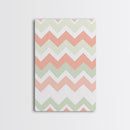 Pink and Mint Green Chevrons, MCM style Mid Century Modern Home Decor, Framed Canvas Print, Whimsical Wall Art