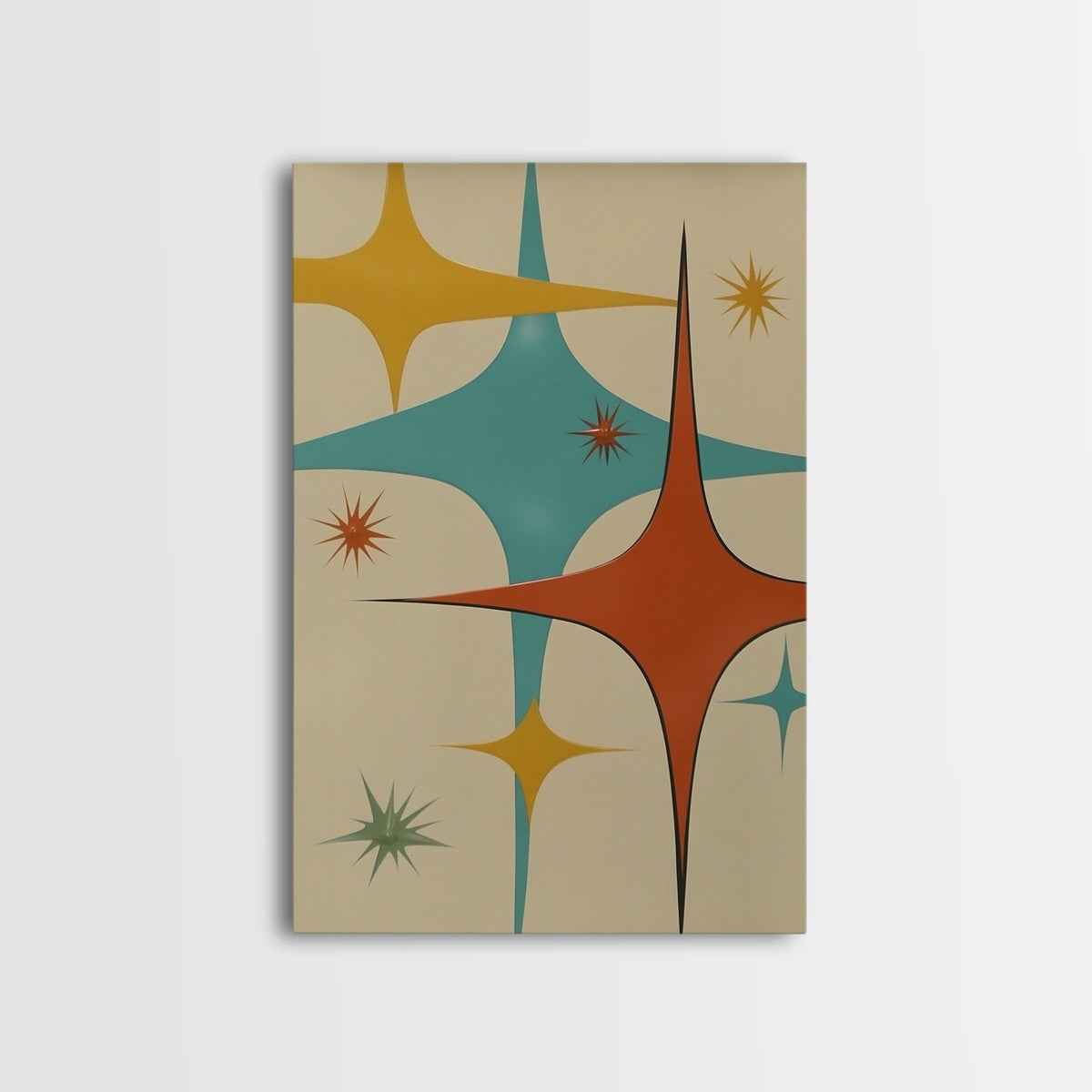 Art Deco Star Burst Canvas Print Wall Art, Retro 50s Style, Starburst,