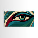 Abstract Painting of a Human Eye Framed Canvas Print, Retro Art Deco Style Art, Eclectic Decor, Kitsch Wall Art