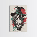 Portrait of A Witch, Framed Canvas Print, Halloween Decor, Witchcraft, Goth Art, Dark Academia Wall Art, Halloween Poster Art