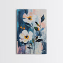 Oil Painting Print of White Flowers, Framed Canvas Print, Floral Art, Botanical Art
