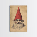 Sketch of a Gnome Canvas Print - Framed Canvas - Minimalist Christmas Art - Boho Christmas Art - Rustic Christmas Art