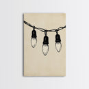 Black and White Sketch of Christmas Lights Canvas Print - Framed Canvas - Minimalist Christmas Art - Boho Christmas Art - Rustic Christmas Art