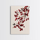 Vintage Holly Berries Canvas Print - Framed Canvas - Minimalist Christmas Art - Boho Christmas Art - Rustic Christmas Art