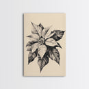 Poinsetta Canvas Print - Framed Canvas - Minimalist Christmas Art - Boho Christmas Art - Rustic Christmas Art