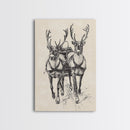 Santa's Sleigh Canvas Print - Framed Canvas - Minimalist Christmas Art - Boho Christmas Art - Rustic Christmas Art