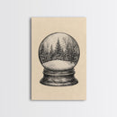 Christmas Snowglobe Canvas Print - Framed Canvas - Minimalist Christmas Art - Boho Christmas Art - Rustic Christmas Art