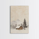 Winter Cabin Canvas Print - Framed Canvas - Minimalist Christmas Art - Boho Christmas Art - Rustic Christmas Art - Winter Decor - Cabin Decor