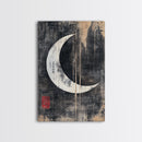 Wabi Sabi Crescent Moon Canvas Print - Moon Painting Wall Art - Moon Wall Art - Japanese Style Art - Japanese Style Decor