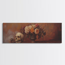 Gothic Flowers Still Life, Skull Painting Canvas Print, Goth Decor, Witchy Wall Art, Witchy Decor, Witchy Gift Idea, Dark Academia Art