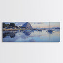 Panoramic Painting Print of Morro Bay California, Painting Morro Bay Framed Canvas Print, California Wall Art, Nautical Seascape Landscape Painting