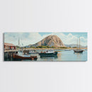 Morro Bay Panoramic Art, Nautical Landscape Painting, Canvas Print, Seascape Panoramic Painting, Seascape Landscape Wall Art Home Decor
