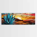 Mexicano Art - Blue Agave At Sunset - Framed Canvas Print - Agave Painting - Blue Agave - Chicano Wall Art - Mexican Art Agave Art