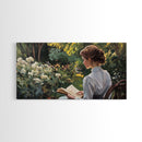 Victorian Oil Painting Print of a Woman In The Garden, Framed Canvas Print, Ready To Hang Art, Woman in Garden Painting Wall Art