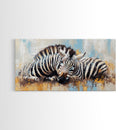 Zebra Having a Nap - Framed Canvas Print - Ready to Hang - Zebra Painting - Animal wall art - Safari Art