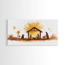 Cute Nativity Watercolor Painting Canvas Print - Framed Wall Art - Ready To Hang - Christmas Nativity Centerpiece Wall Art