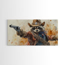 Rootin' Tootin' Cowboy Shootin' Wildwest Cowboy Raccoon Canvas Print - Racoon Painting - Cowboy Raccoon - Wild West Art