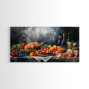 A Christmas Feast Canvas Print, Kitchen Wall Art, Thanksgiving Decor, Thanksgiving Turkey Painting, Food Painting, Diving Room Art