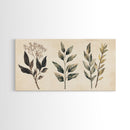 Boho Botanical Sketch Print, Botanical Wall Art, Framed Canvas Print, Minimalist Pencil Sketch Wall Art, Minimalist Home Decor, Living Room Art