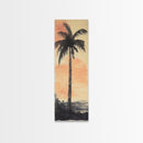 Framed Canvas Print Moody Palm Tree Painting Sunset Coastal Wall Art, Rustic Decor, Tropical Living Room Above Sofa Art, Bedroom Art Print