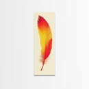 Red and Orange Feather Painting Print - Boho Wall Art - Framed Canvas Print - Tall Skinny Art - Minimalist Home Decor - Rustic Decor