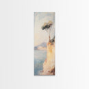 Victorian Landscape Oil Painting Print, Tall Skinny Wall Art, Coastal Painting, Coastal Landscape Art, Italian Seaside Painting, Narrow Wall Art