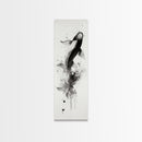 Tall Skinny Koi Fish Painting Print, Black and White Wabi Sabi Wall Art, Koi Fish Wall Decor, Japanese Style Elegant Artwork, Narrow Wall Art