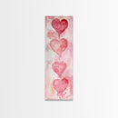 Watercolor Dripping Hearts Framed Canvas Print, Romantic Pink Abstract Art, Light Pink Wall Decor Valentine’s Day Gift Bedroom Art