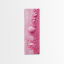 Pink Texture Abstract Framed Canvas Print, Minimalist Blotter Art in Light Pink Tones, Skinny Wall Art for Modern Bedroom or Office