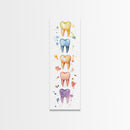 Artistic Dental Canvas Print Featuring Colorful Watercolor Teeth, Whimsical Dental Office Wall Art, Gift Idea for Dentists