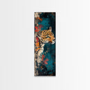 Leopard Wall Art Framed Canvas Print Featuring Elegant and Colorful Design, Perfect Vertical Boho Home Decor Accent Piece