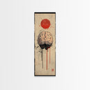 Red Sun Brain Framed Canvas Print, Abstract Science Wall Art, Moody Therapy Artwork, Vertical Wabi Sabi Decor, Living Room Art