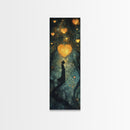 Mystical Heart Silhouette Canvas Print with Starry Night Forest, Moody Wall Art Gift Idea in Whimsical Romantic Style