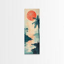 Tropical Sunset Coastal Landscape Framed Canvas Print | Nautical Wall Art | Coastal Painting | Nautical Decor | Gift Idea Her | Vertical Art