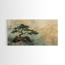 Japanese Pine Tree Art Framed Canvas Print Wabi Sabi Art Minimalist Artwork Rustic Decor Zen Wall Art Living Room Above Sofa Art