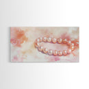 Pearl Bracelet Canvas Print Light Pink Wall Art Feminine Jewelry Artwork Romantic Rustic Decor Cottagecore Aesthetic Bedroom Ar