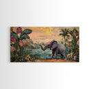 Exotic Jungle Elephant Canvas Print Rustic Botanical Decor Moody Art Wildlife Art Living Room Wall Art Gift Idea