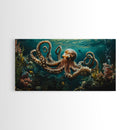 Magnificent Octopus Canvas Print Nautical Wall Art Coastal Decor Rustic Living Room Art Above Couch Art Gift Idea