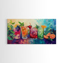 Refreshing Summer Drinks Canvas Print, Vibrant Foodie Kitchen Art, Colorful Beverage Wall Art, Dining Room Decor, Cocktail Party Art