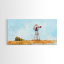 Rustic Windmill Framed Canvas Print Perfect Above Sofa Farmhouse Art Panoramic Artwork Wabi Sabi Inspired Bedroom Horizontal Wall Art