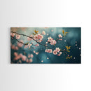 Blossoming Cherry Branch Framed Canvas Print Japanese Style Rustic Decor Great Gift Idea Botanical Prints Beautiful Bedroom Wall Art