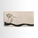Minimalist Nature Framed Canvas Print, Wabi Sabi Wall Art Above Sofa Decor, Rustic Botanical Artwork Idea Horizontal Bedroom Decor