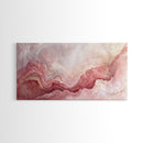 Pink Geode Framed Canvas Print, Light Pink Wall Art Above Bed Decor, Moody Abstract Artwork Gift Idea Minimalist Panoramic Painting