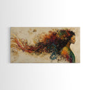 Vibrant Female Silhouette Framed Canvas Print, Whimsical Art, Afrocentric Wall Art, Angel Art Prints, Bedroom Art, Chinoiserie Wall Art