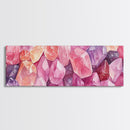 Gemstone Painting Canvas Print with Whimsical Crystal Colors, Gift Idea with Pink Orange Wall Art Accents, Boho Vertical Art