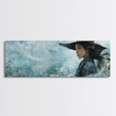 Ocean Cowgirl Canvas Print Coastal Landscape Art Rustic Boho Wall Art Nautical Decor Panoramic Artwork Bedroom Guest Room Decor