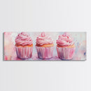 Elegant Cupcakes Canvas Print Horizontal Wall Art Wabi Sabi Art Pink Wall Kitchen Decor Minimalist Bakery Prints